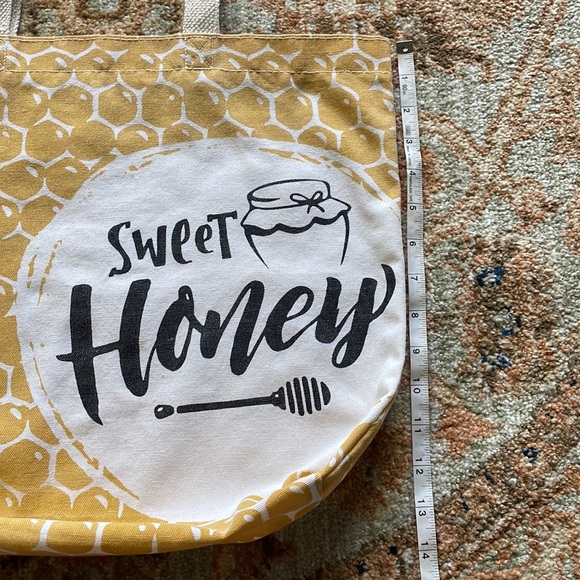 Sweet Honey Honeycomb Printed Cotton Canvas Tote Bag Perfect For Bee Lovers! - Picture 10 of 10
